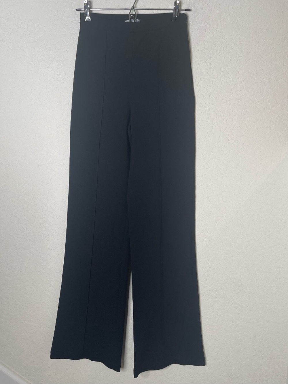 Reformation High Rise Trouser Pants Size S Black Stretch Wide Leg Made In USA
